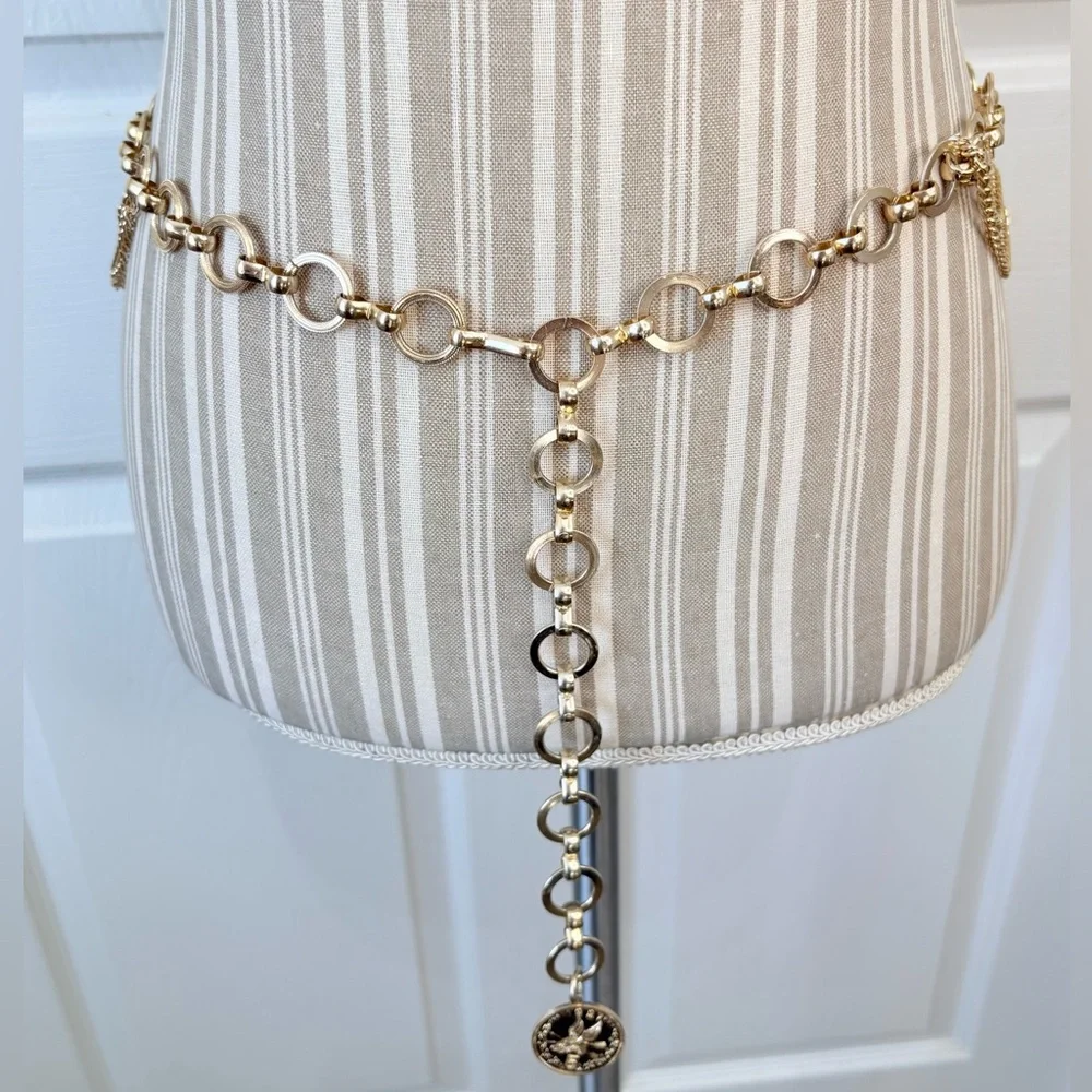 Vintage Gold Tone Coin Chain Belt